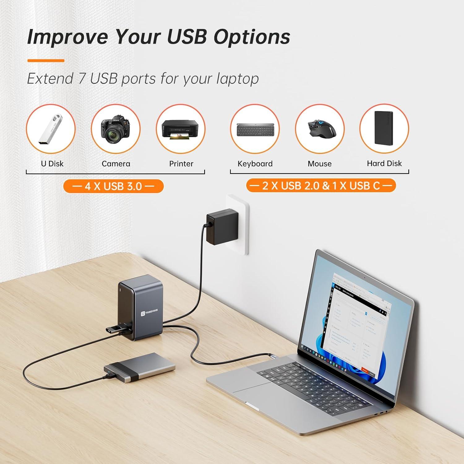 Estación de Acoplamiento USB C TobenONE 15 en 1 Doble HDMI