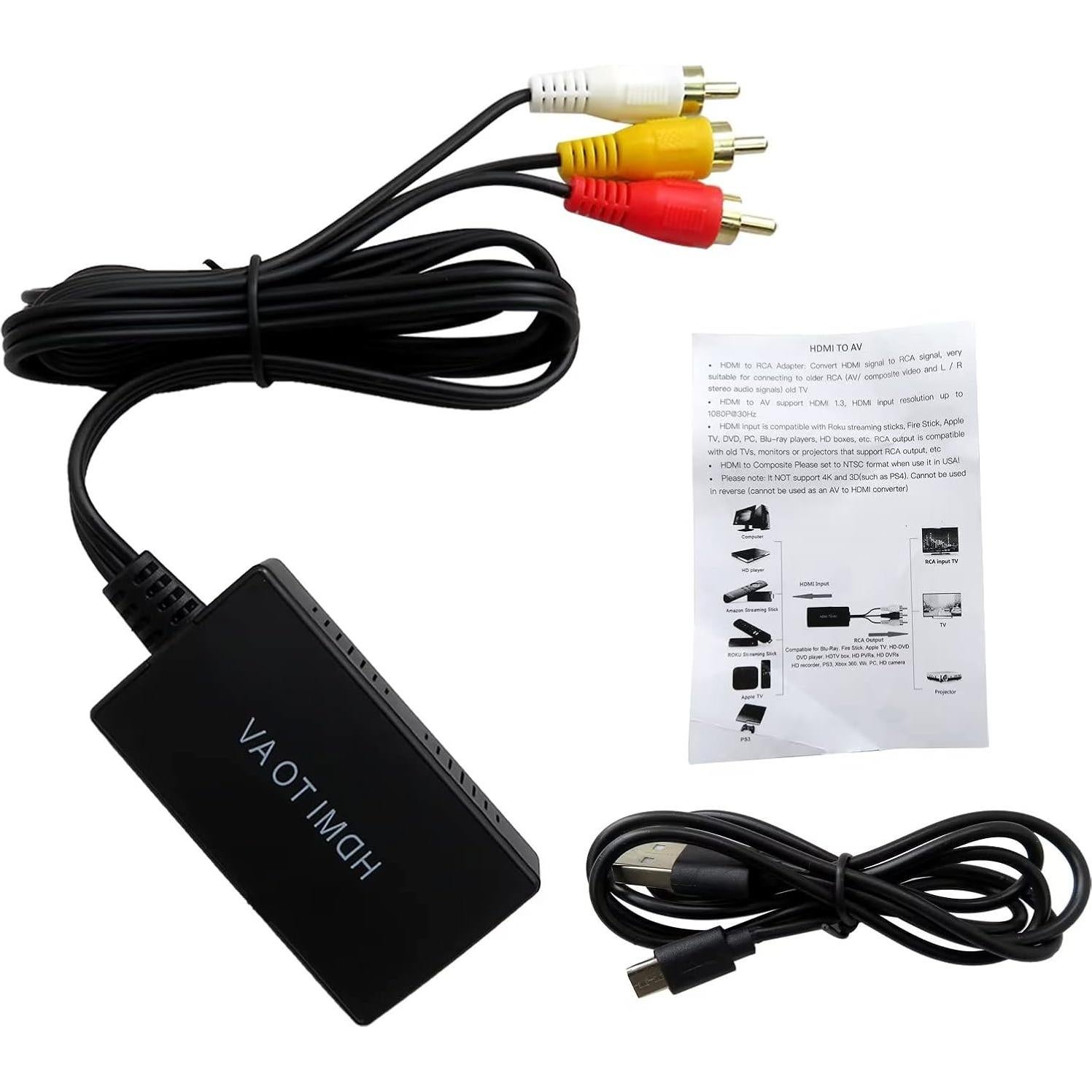 Convertidor HDMI a AV USonline911 - Adaptador 1080P para TV