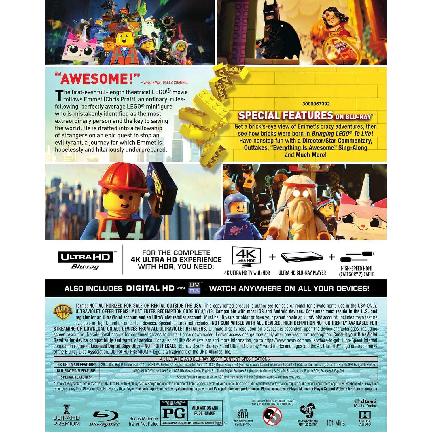 Película de Lego 4K UHD - Warner - Aventura Familiar