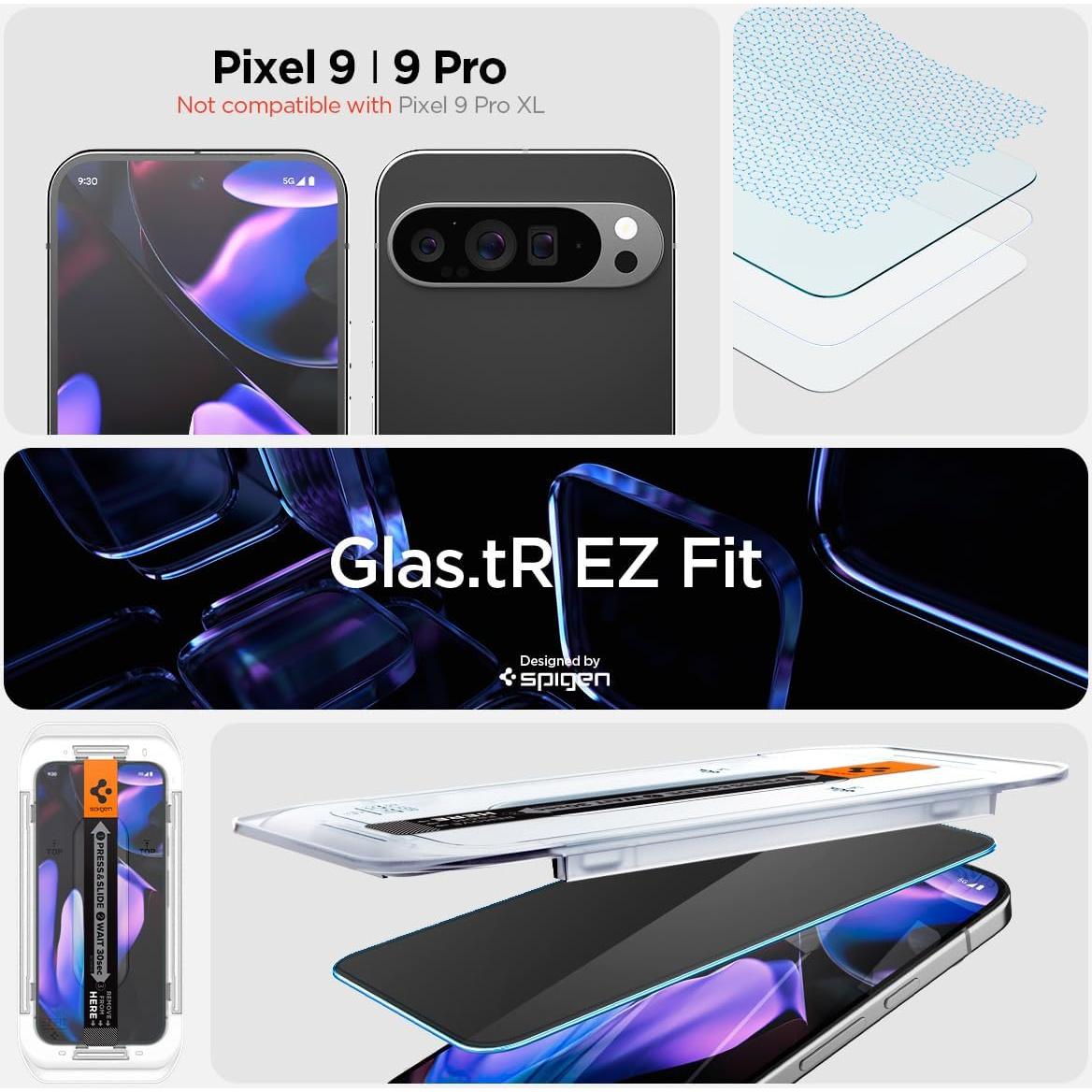 Protector de Pantalla Vidrio Templado Spigen Pixel 9/9 Pro - 2 Pzas