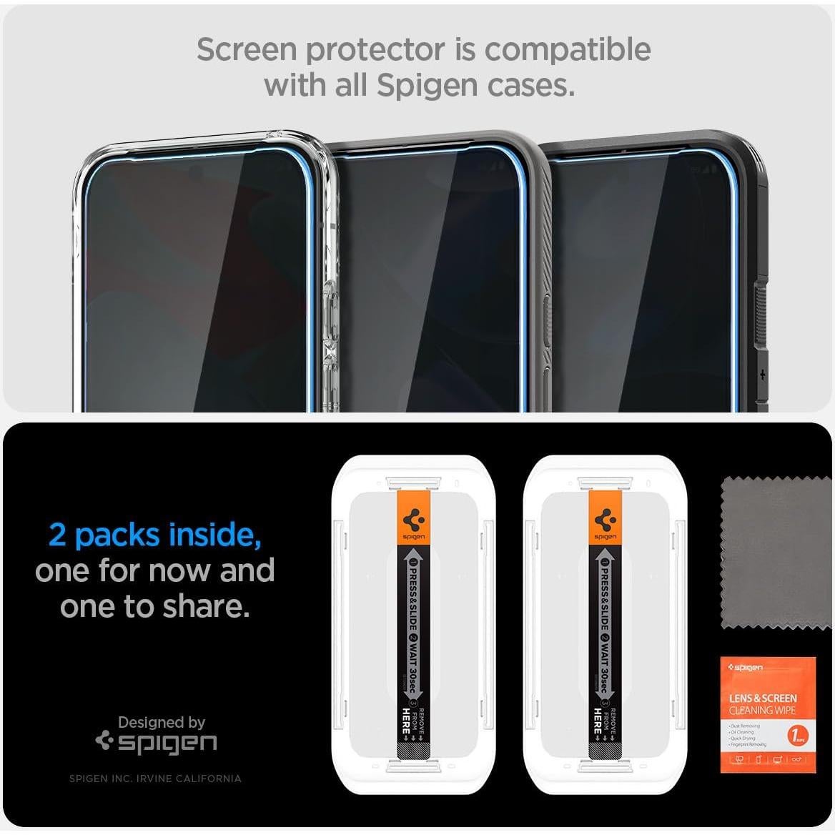 Protector de Pantalla Vidrio Templado Spigen Pixel 9/9 Pro - 2 Pzas