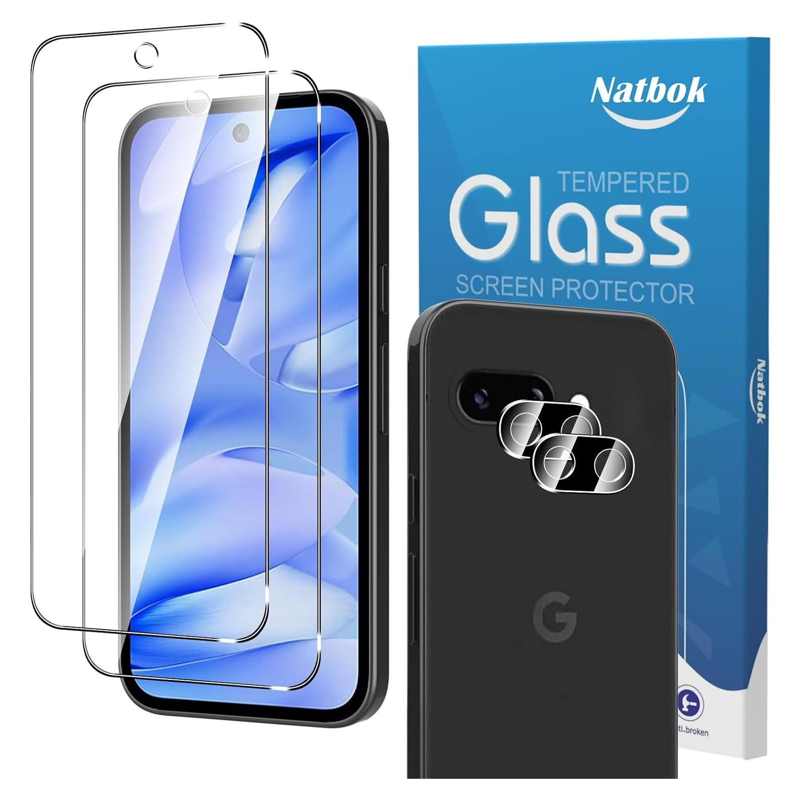 2+2 Pack for Google Pixel 9a Screen Protector with Camera Lens Protector,Full Coverage 9H Tempered Glass Film,HD Clear Scratch Resistant,Bubble-Free for Pixel 9a Screen Protector