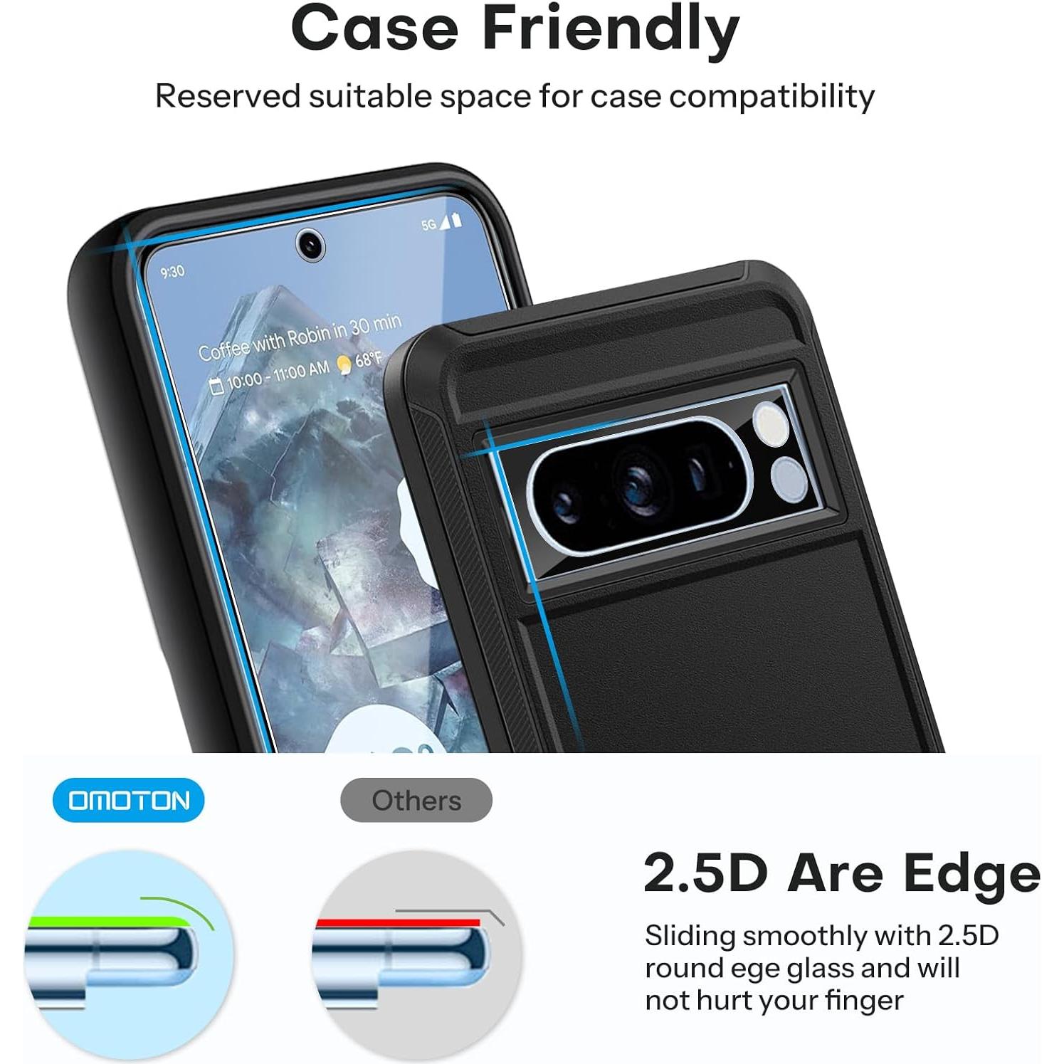 Protector de Pantalla y Lente OMOTON para Pixel 8 Pro 6.7"