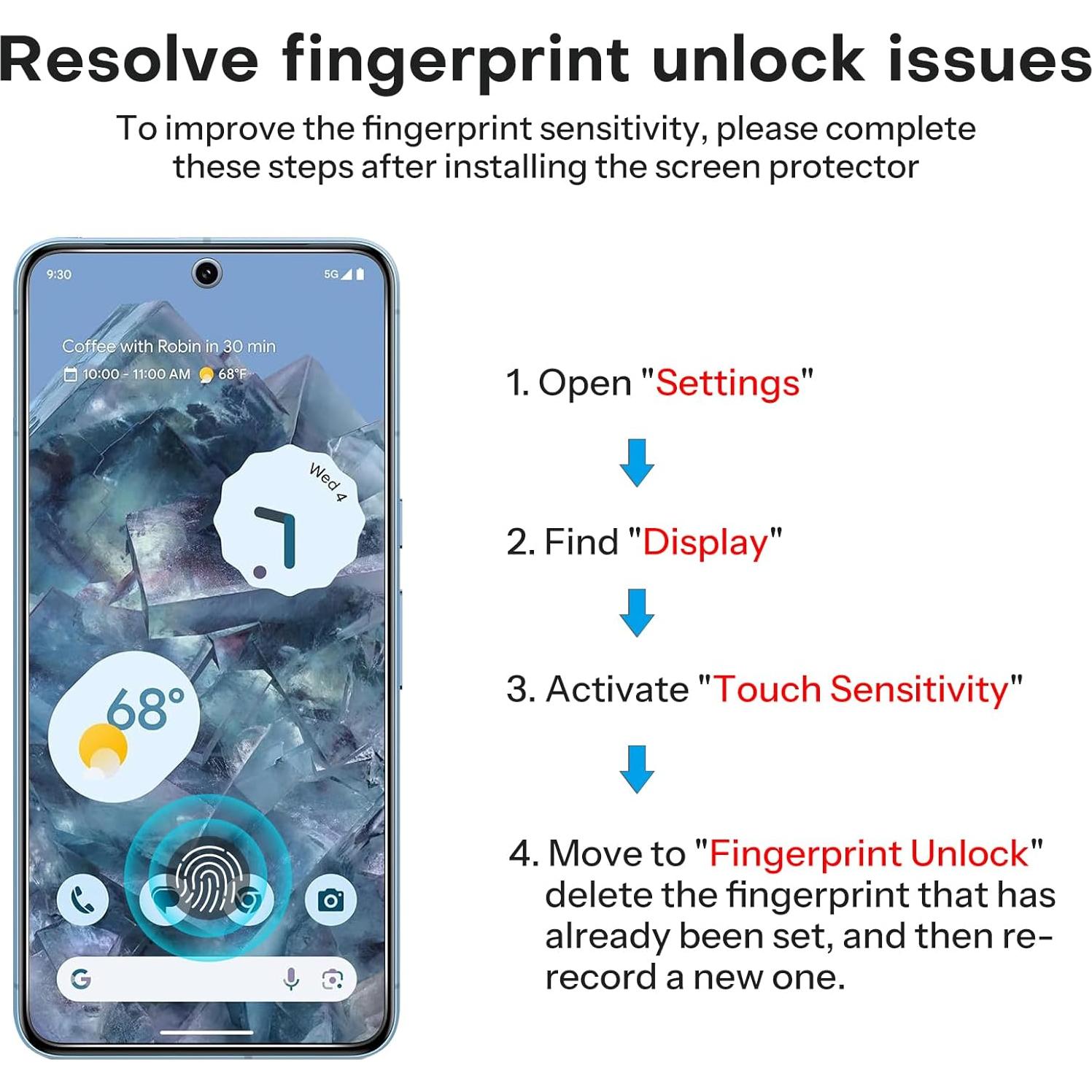 Protector de Pantalla y Lente OMOTON para Pixel 8 Pro 6.7"