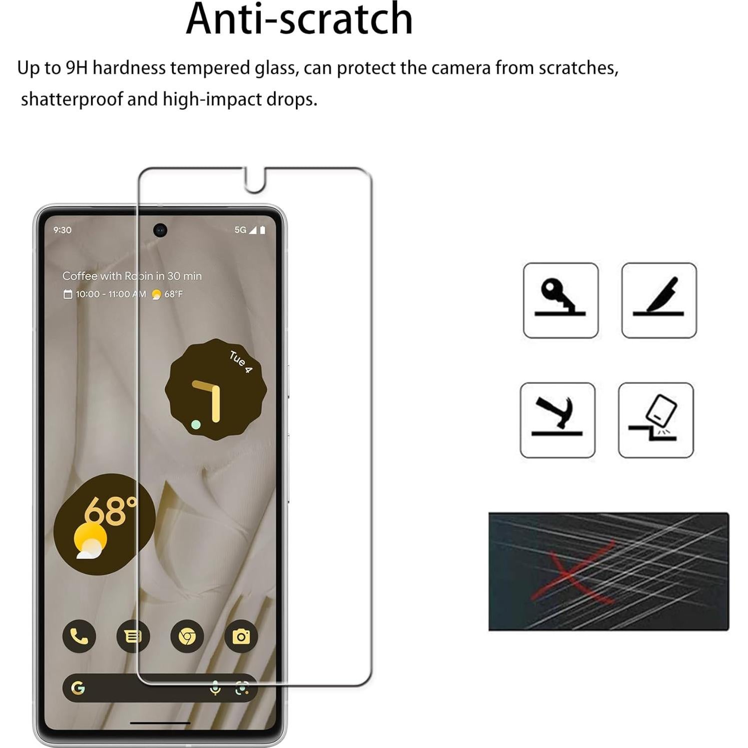 Protector de Pantalla Vidrio Templado 2-Pack para Google Pixel 7 5G