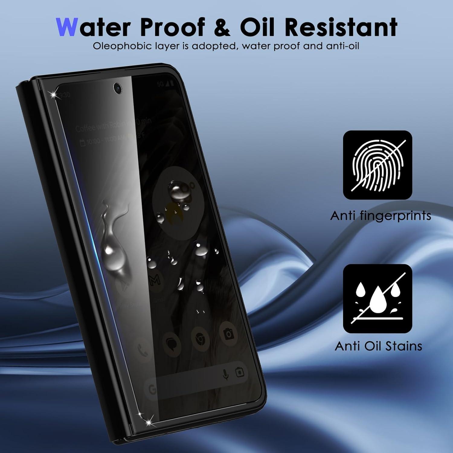 [2+2Pack] for Google Pixel Fold Privacy Screen Protector and Tempered Glass Camera Lens Protector, Anti-Scratch, No Bubbles, Anti-Spy