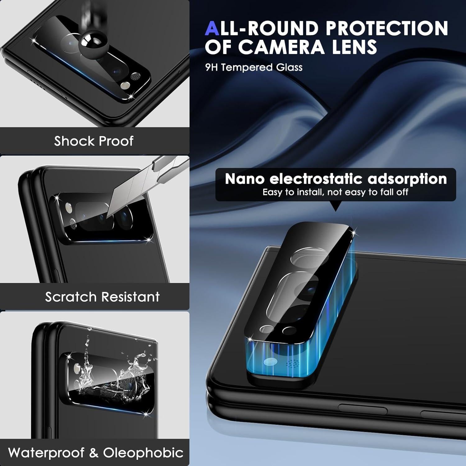 [2+2Pack] for Google Pixel Fold Privacy Screen Protector and Tempered Glass Camera Lens Protector, Anti-Scratch, No Bubbles, Anti-Spy