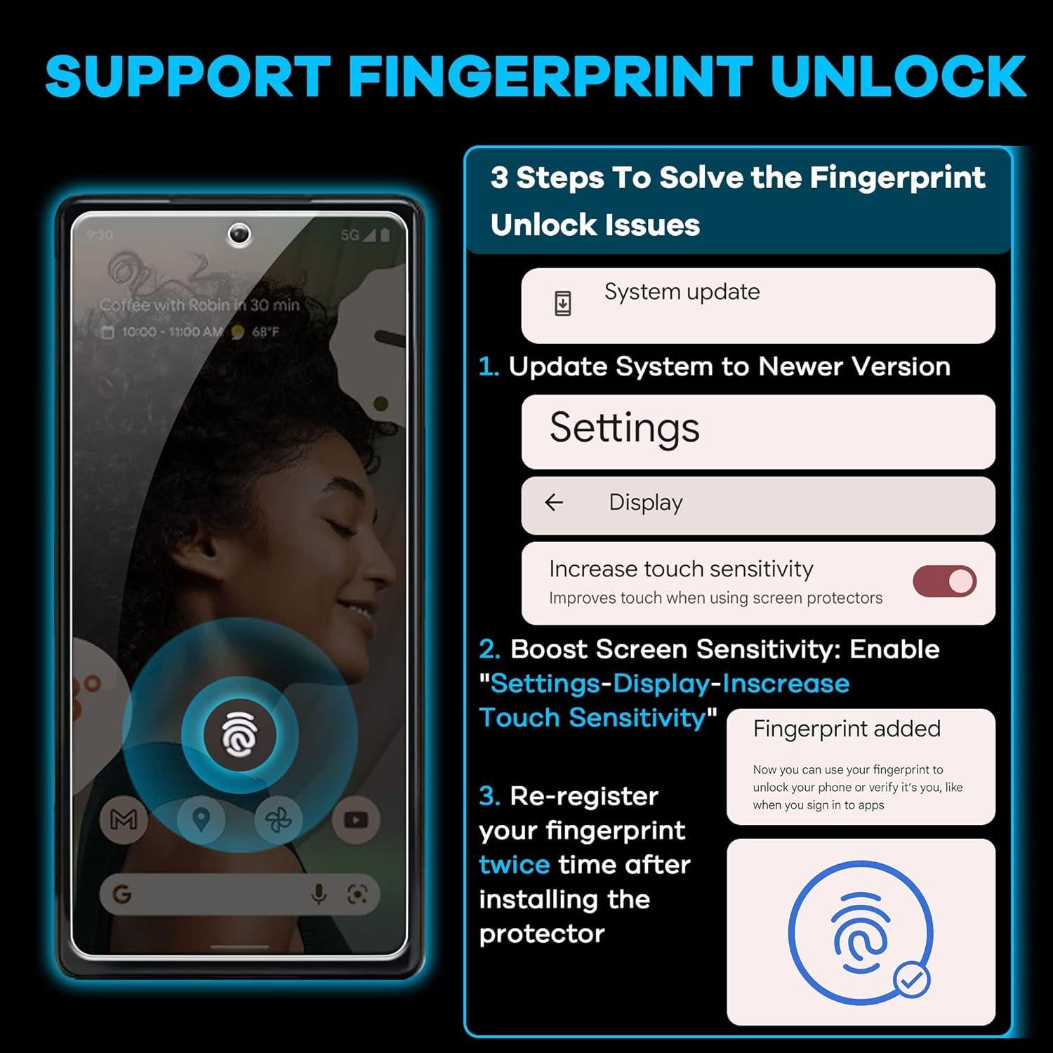 Protector de Pantalla AACL para Google Pixel 6a 2022 - 3+3
