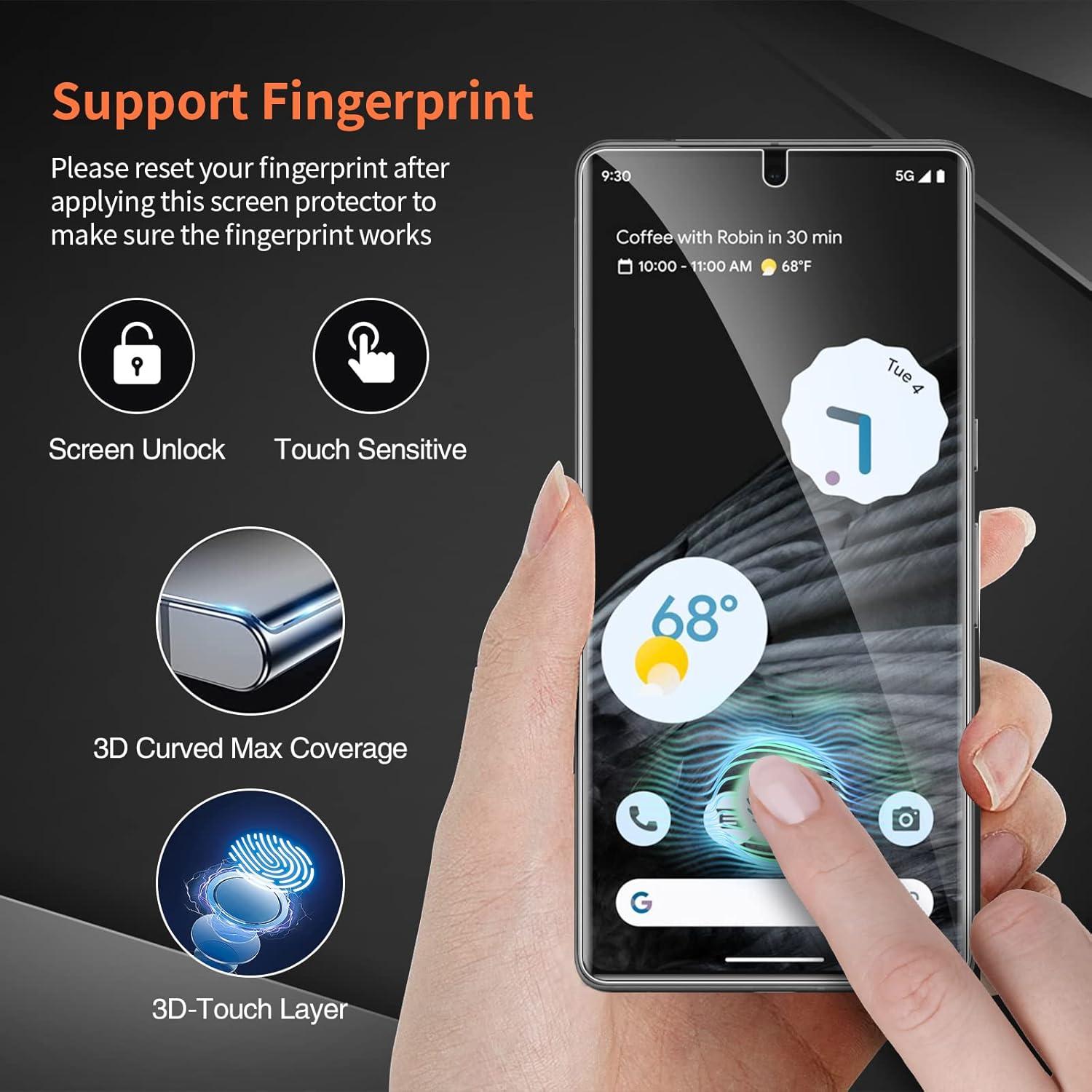 2 Pack for Google Pixel 7 Pro TPU Privacy Screen Protector [Not Glass], True 28° Anti-Spy, Fingerprint Unlock Support, High Sensitivity, Case Friendly