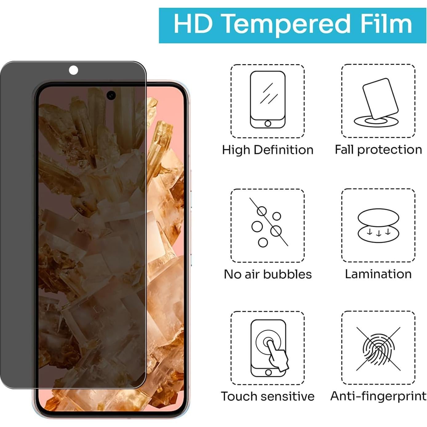 Protector de Pantalla Privado Vidrio Templado Lokyoo para Pixel 8