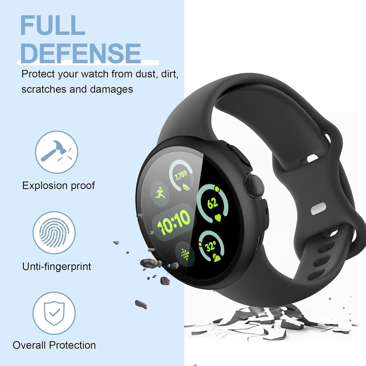 Funda Dura para Google Pixel Watch 3 41mm + Protector Vidrio