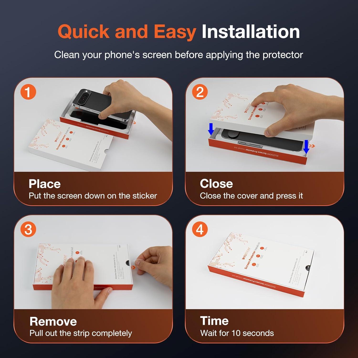 Protector de Pantalla Vidrio Templado KUZOOM para Google Pixel 9 Pro XL