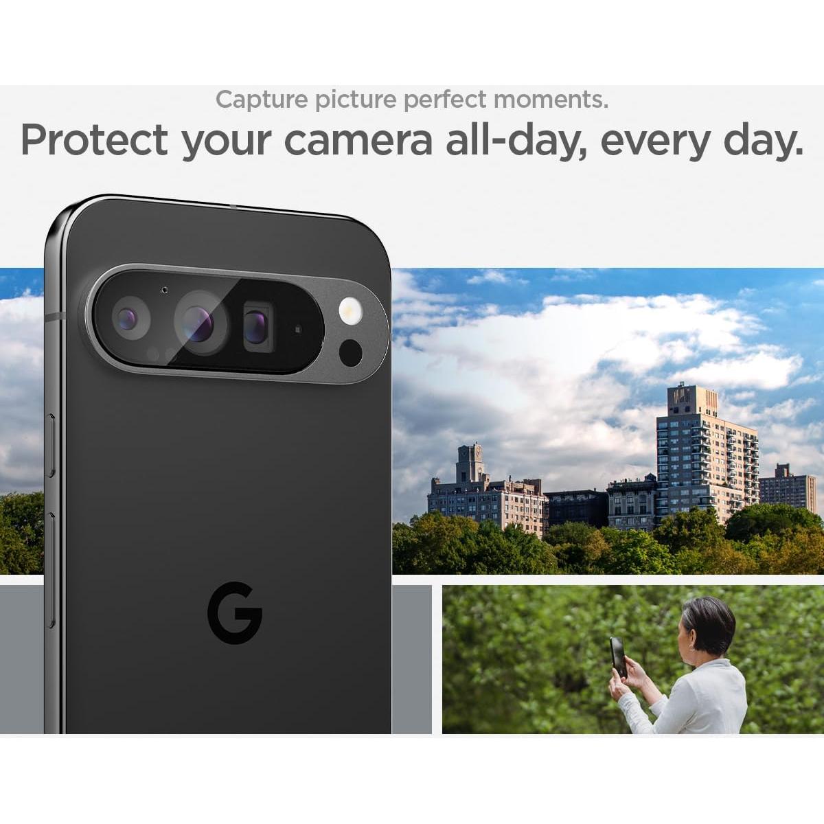 Protector de Pantalla Lente Cámara Spigen GlasTR EZ Fit Google Pixel 9 Pro XL - 2 Unidades