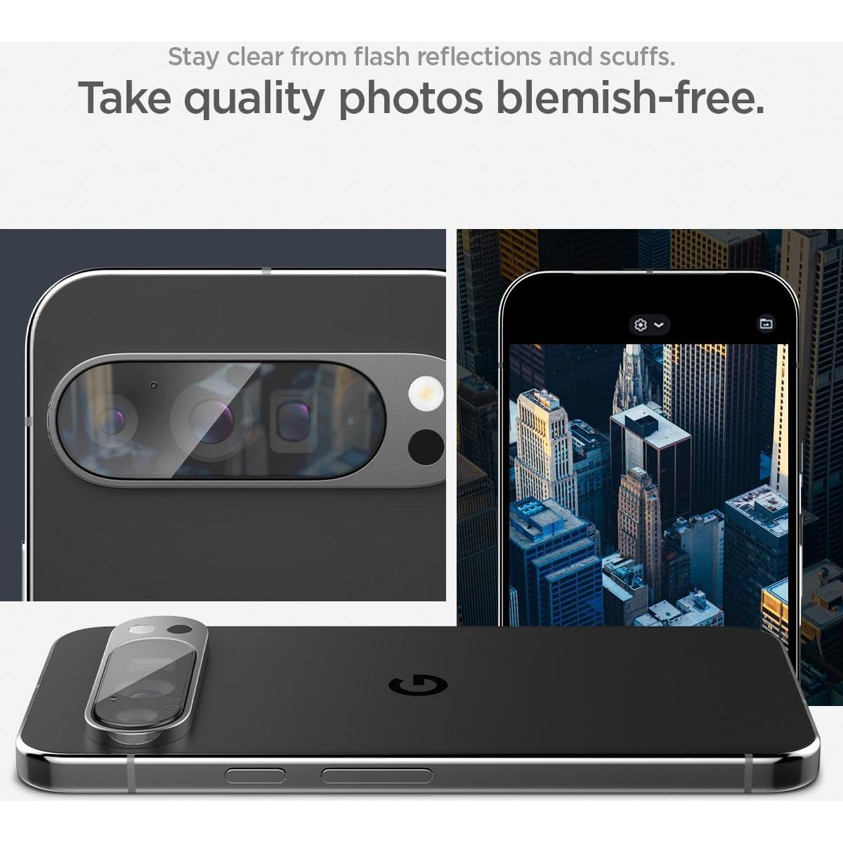 Protector de Pantalla Lente Cámara Spigen GlasTR EZ Fit Google Pixel 9 Pro XL - 2 Unidades