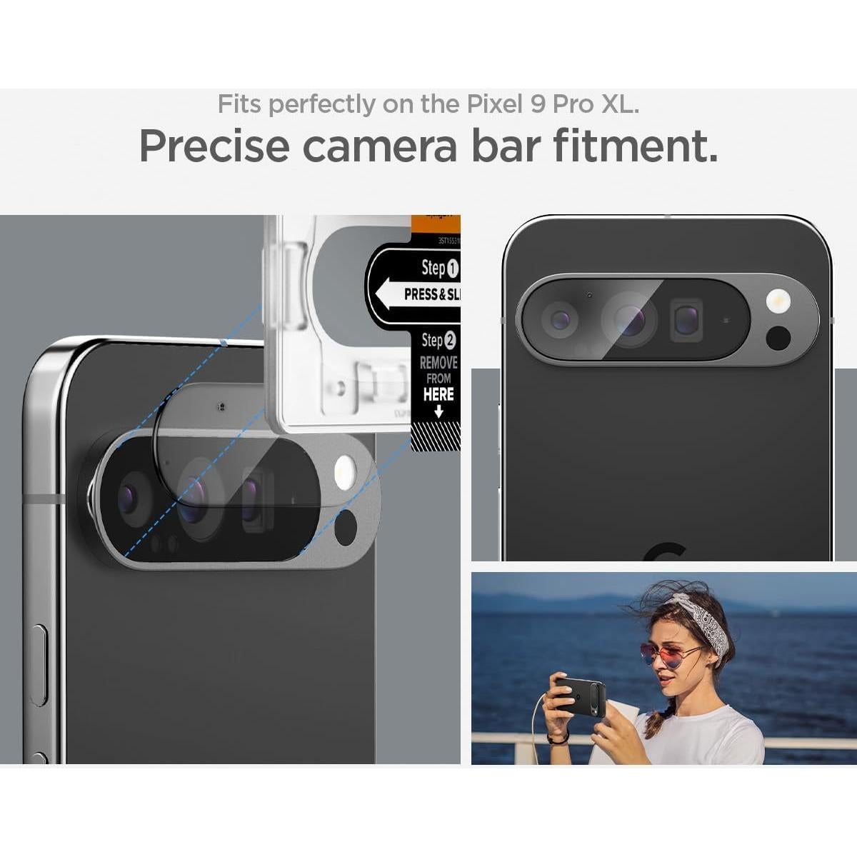 Protector de Pantalla Lente Cámara Spigen GlasTR EZ Fit Google Pixel 9 Pro XL - 2 Unidades