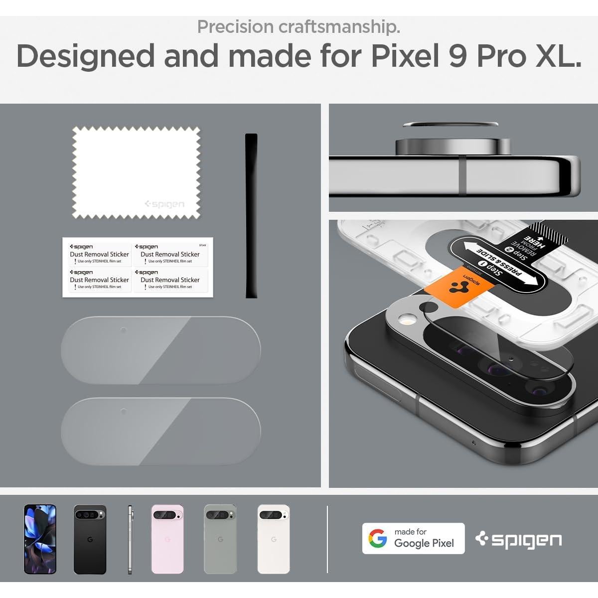 Protector de Pantalla Lente Cámara Spigen GlasTR EZ Fit Google Pixel 9 Pro XL - 2 Unidades