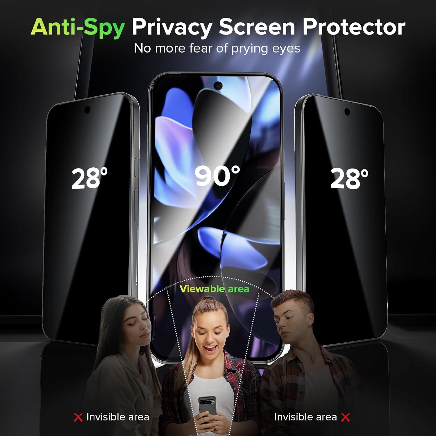 Protector de Pantalla Privada Ruky para Google Pixel 9/9 Pro - 2 Piezas
