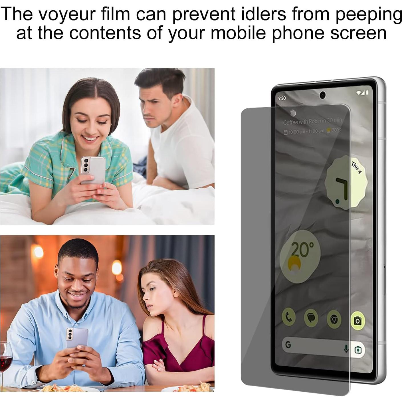 Protector de Pantalla Privado Vidrio Templado 9H para Google Pixel 7A