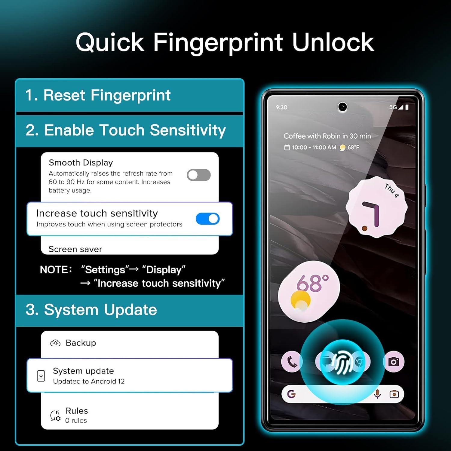 Protector de Pantalla JETech para Google Pixel 7a 6.1" HD