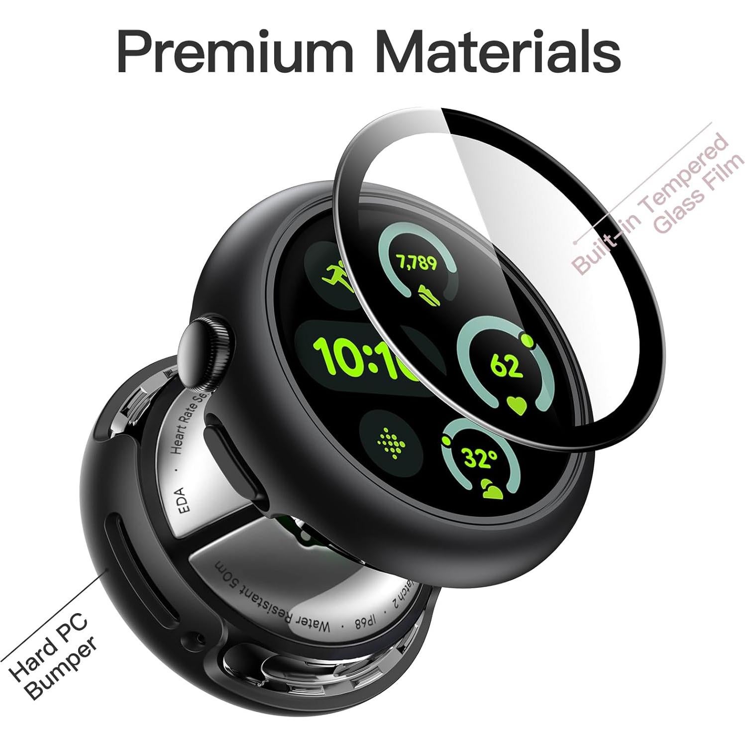 Funda JETech con Protector de Pantalla para Google Pixel Watch 41mm - Paquete de 2