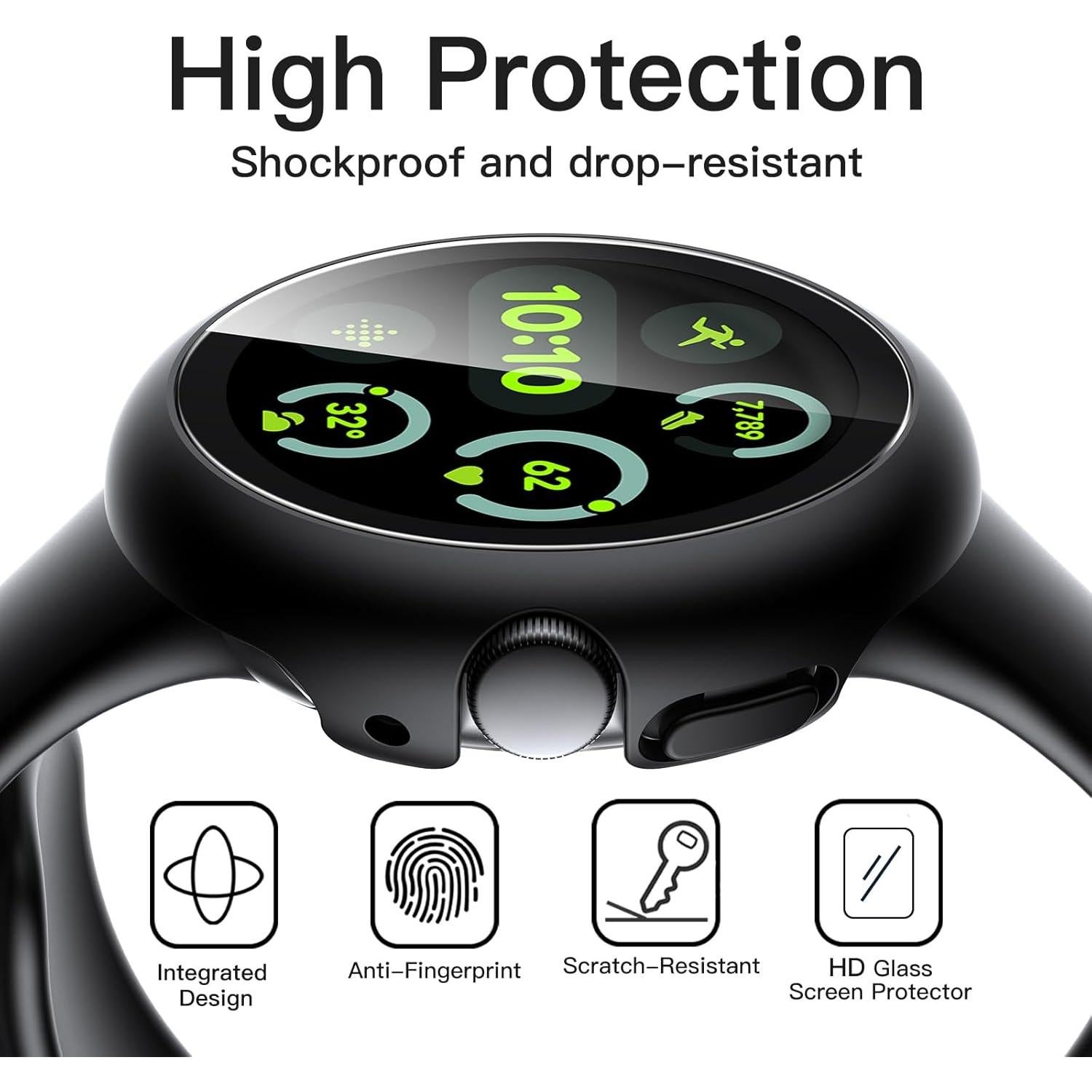 Funda JETech con Protector de Pantalla para Google Pixel Watch 41mm - Paquete de 2