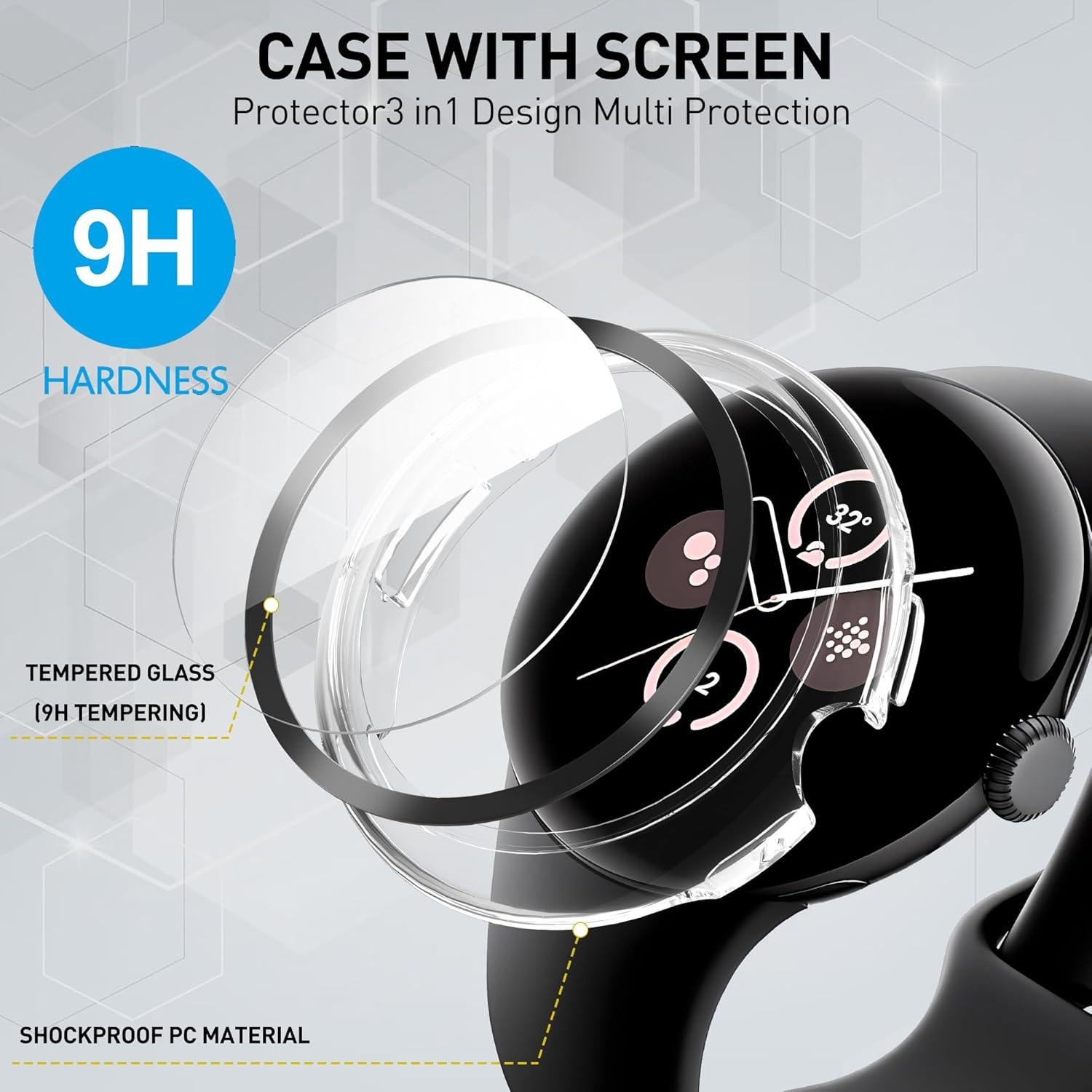 Funda Protectora Suoman para Google Pixel Watch 41mm - 3-Pack