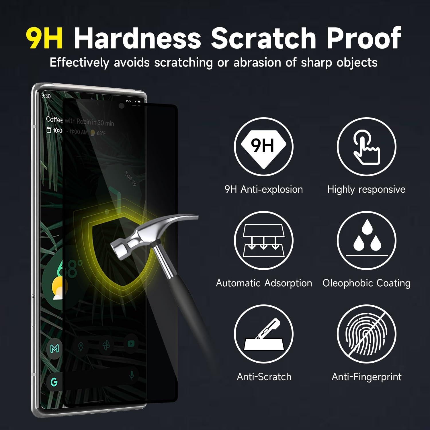 Protector de Pantalla Privado YWXTW para Google Pixel 6 Pro 6.7"