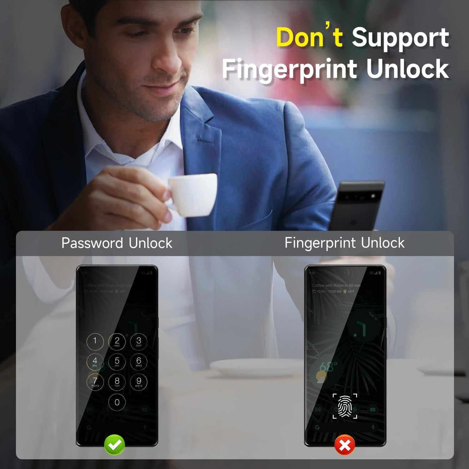 Protector de Pantalla Privado YWXTW para Google Pixel 6 Pro 6.7"