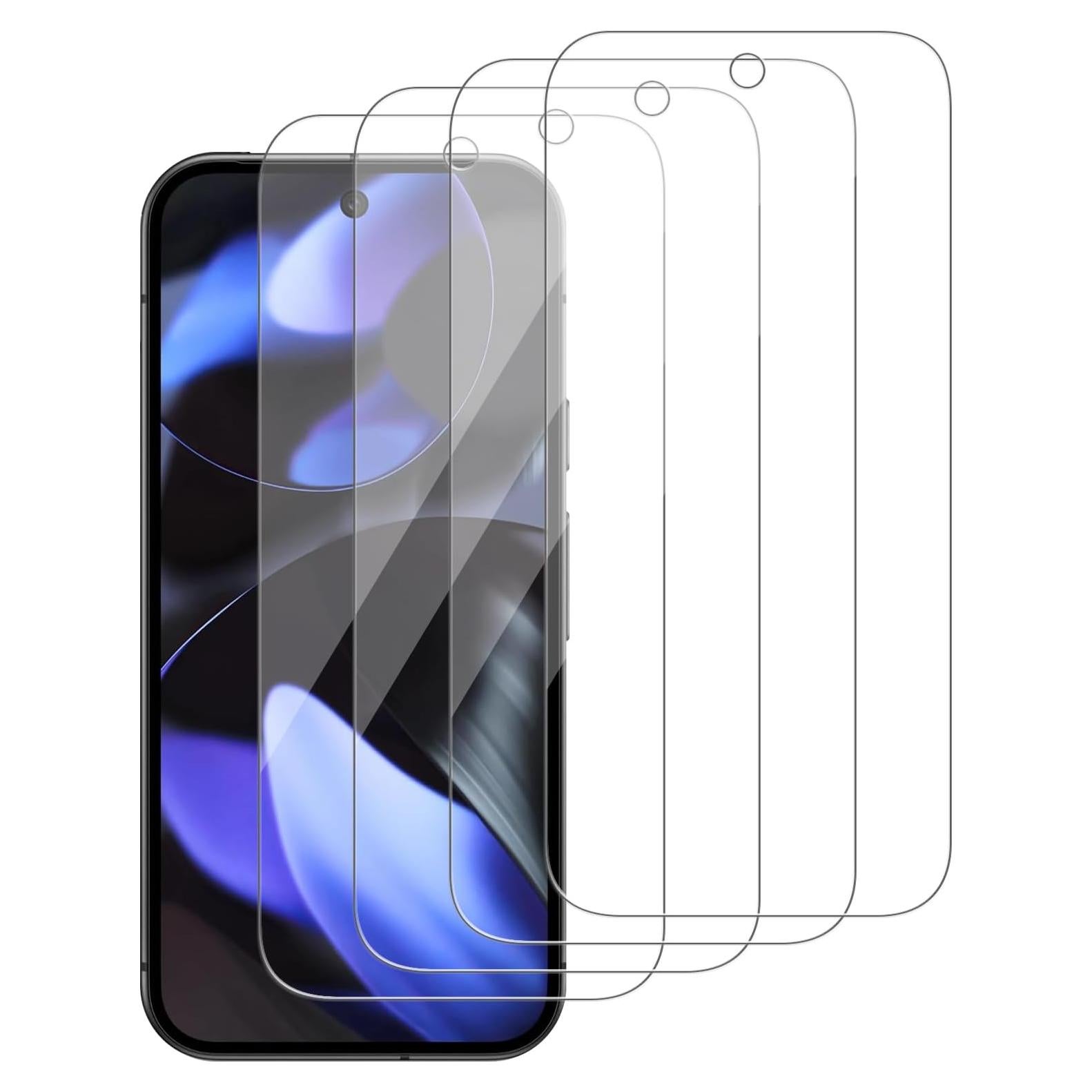 4 Pack Glass Screen Protector Compatible for Google Pixel 9 [9H Hardness]-HD Screen Tempered Glass, Scratch Resistant, Easy Install [Case Friendly] [Bubble Free]
