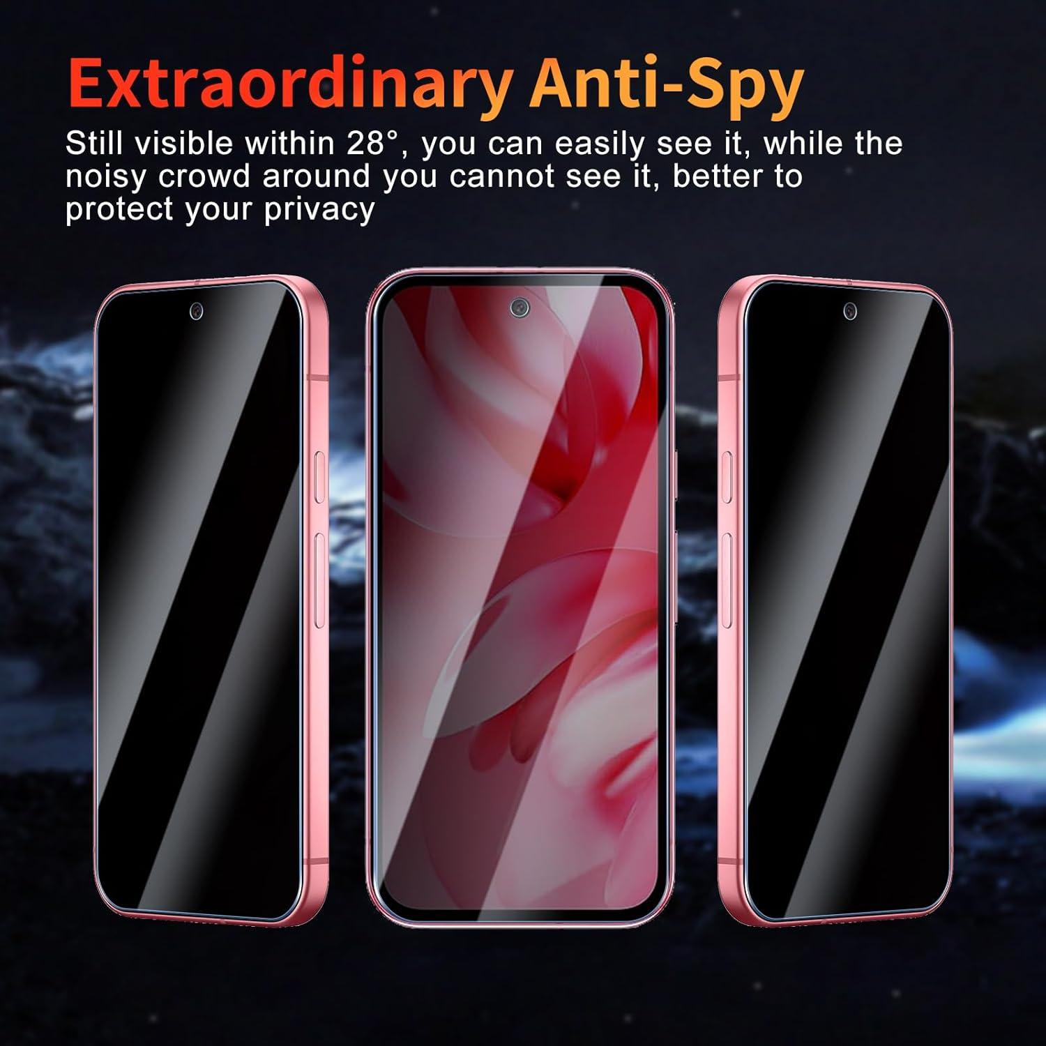 Protector de Pantalla Privado YUXINDZ para Google Pixel 9A - 3 Piezas Vidrio Templado 9H