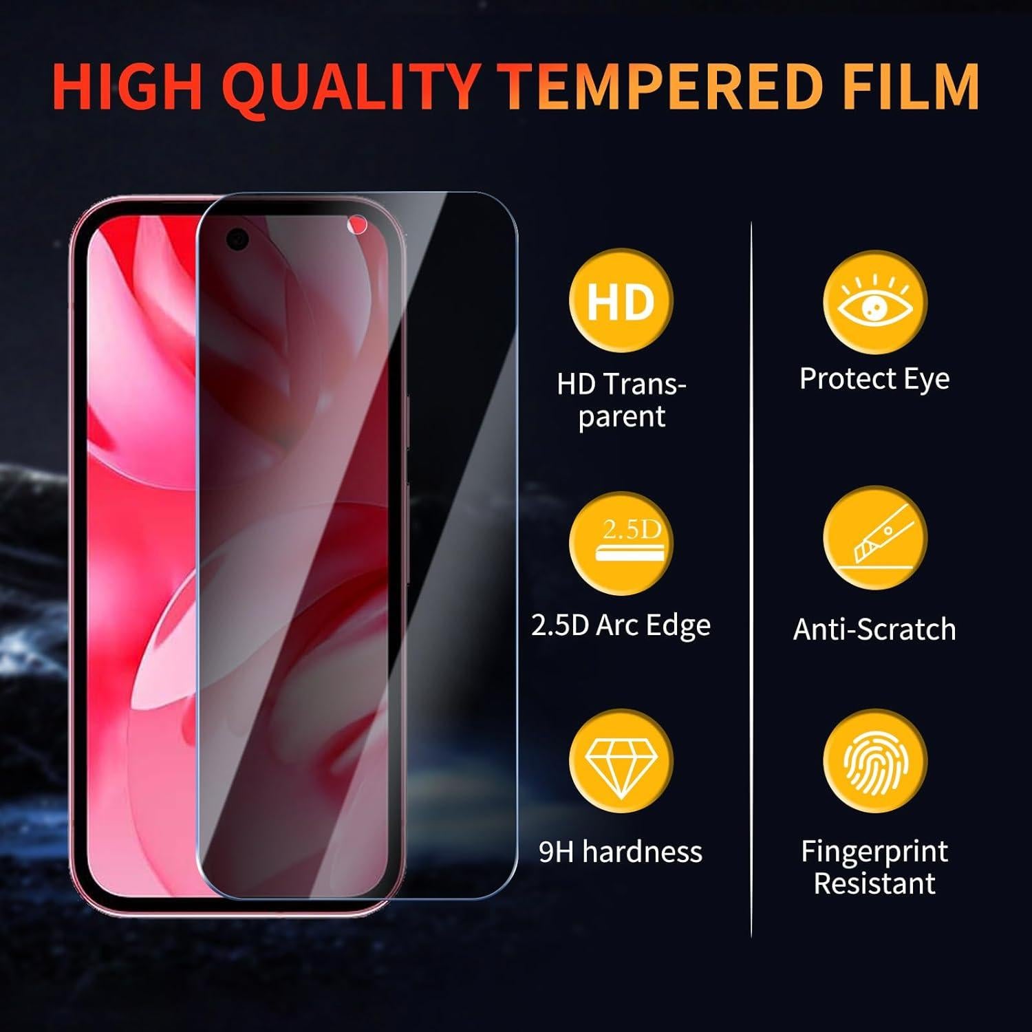 Protector de Pantalla Privado YUXINDZ para Google Pixel 9A - 3 Piezas Vidrio Templado 9H