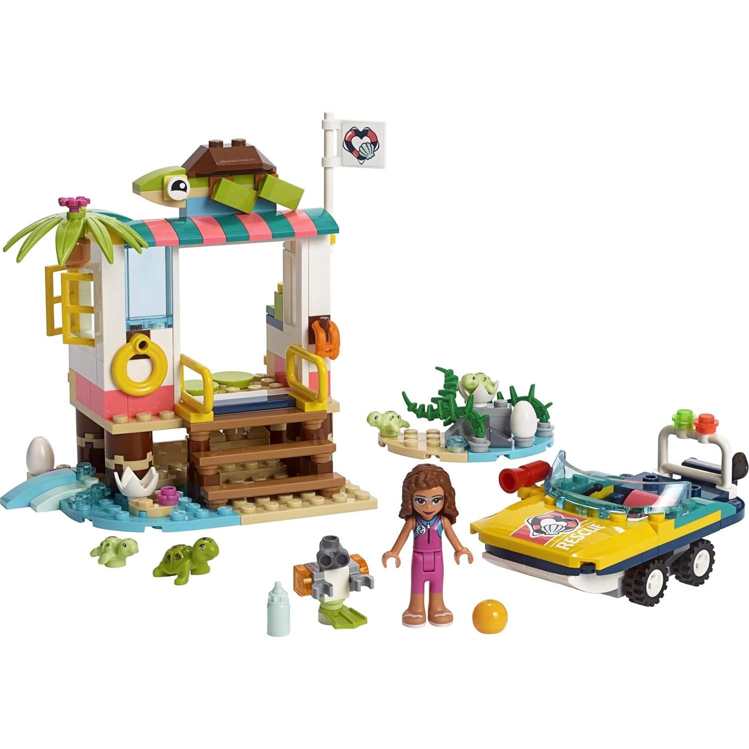 Friends Turtles Rescue Mission 41376 Rescue Building Kit with Olivia Minifigure and Toy Turtles, Includes Toy Rescue Vehicle and Clinic for Pretend Play (225 Pieces)