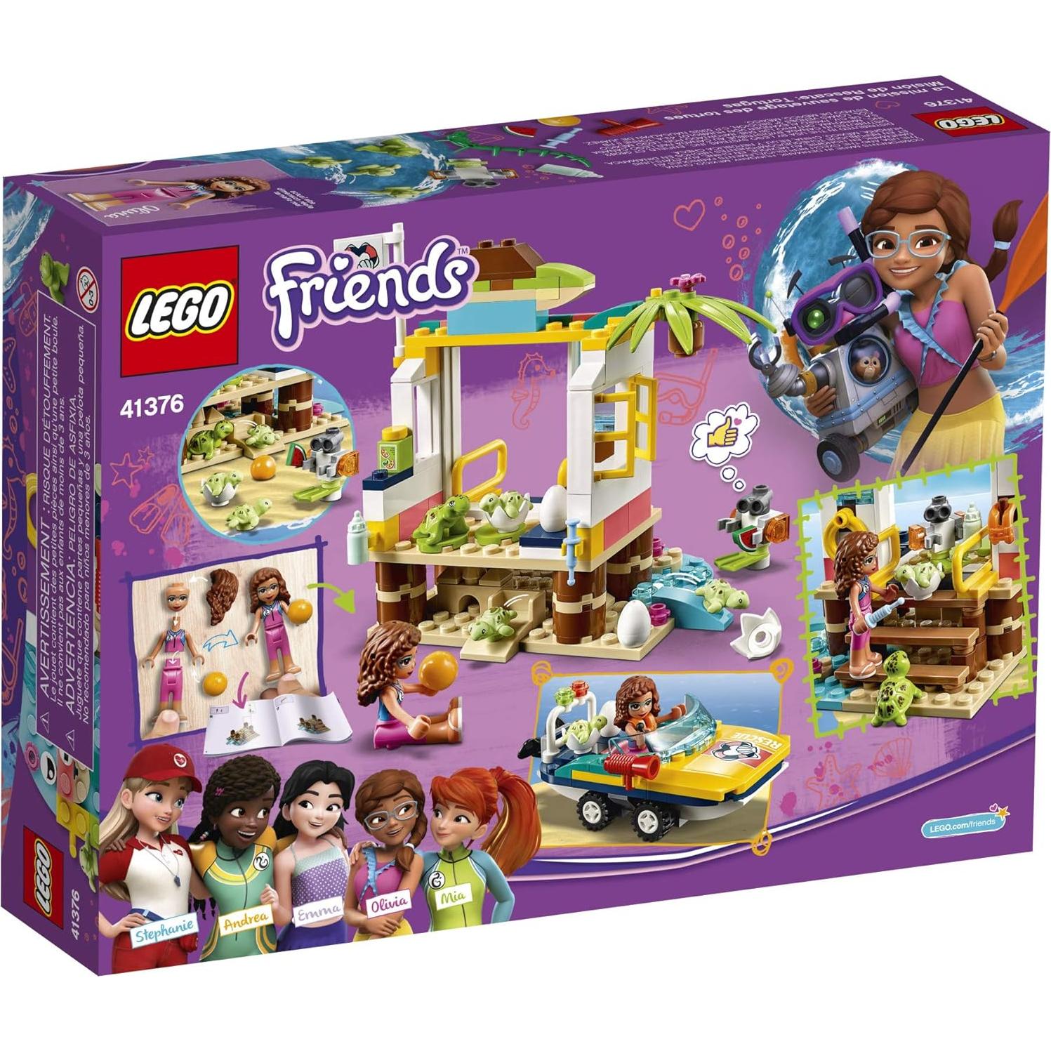 Friends Turtles Rescue Mission 41376 Rescue Building Kit with Olivia Minifigure and Toy Turtles, Includes Toy Rescue Vehicle and Clinic for Pretend Play (225 Pieces)