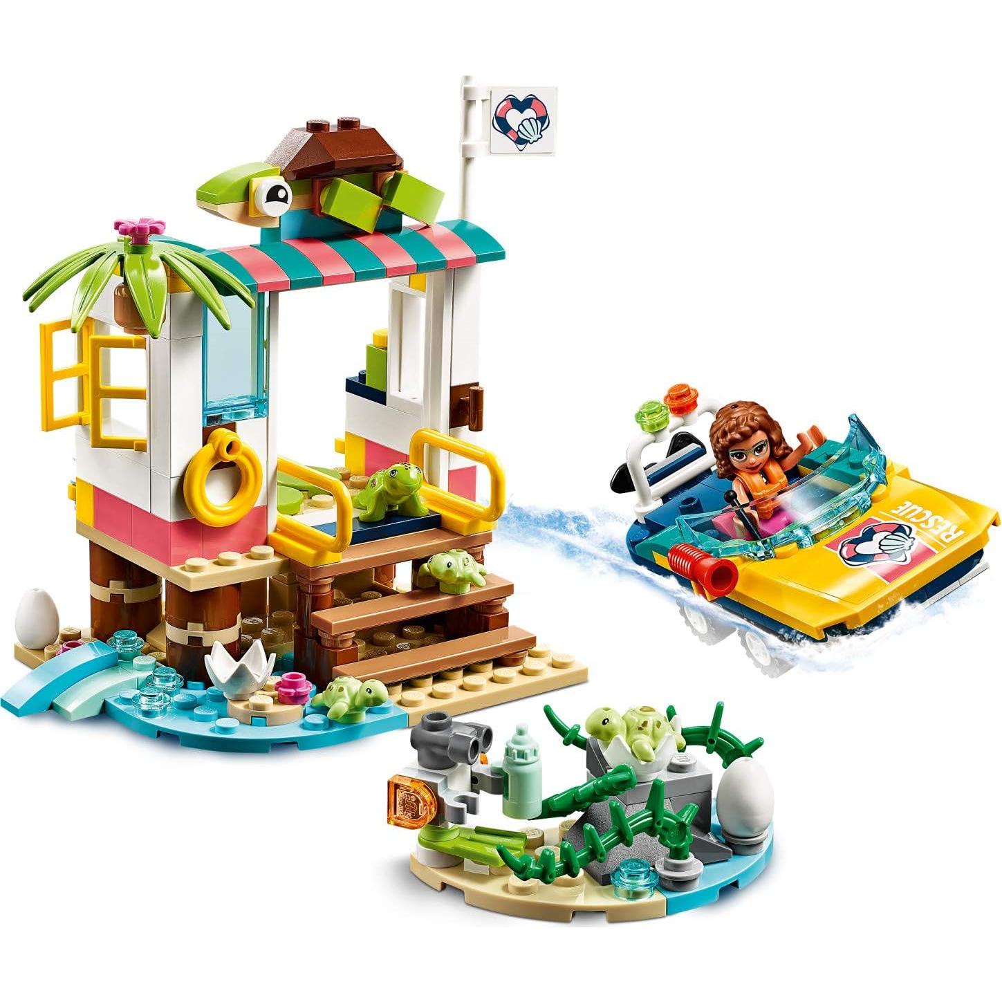 Friends Turtles Rescue Mission 41376 Rescue Building Kit with Olivia Minifigure and Toy Turtles, Includes Toy Rescue Vehicle and Clinic for Pretend Play (225 Pieces)