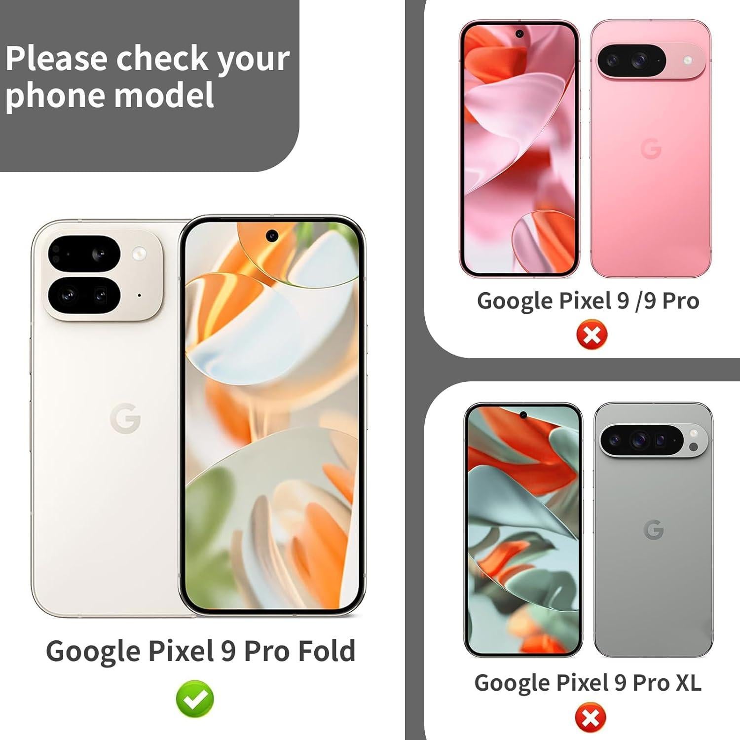 [1 Set] Compatible Google Pixel 9 Pro Fold Privacy Screen Shield - Internal Anti-Spy Film + Outer Privacy Glass + Camera Lens Protector, Case Friendly