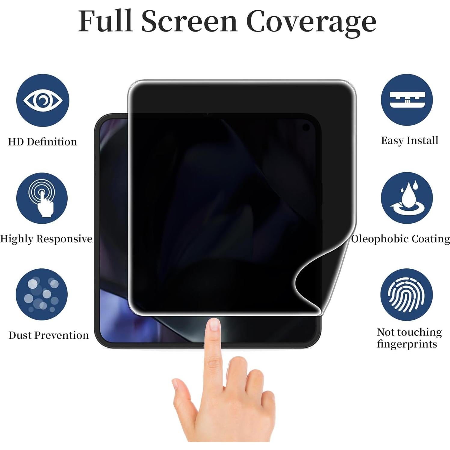 [1 Set] Compatible Google Pixel 9 Pro Fold Privacy Screen Shield - Internal Anti-Spy Film + Outer Privacy Glass + Camera Lens Protector, Case Friendly