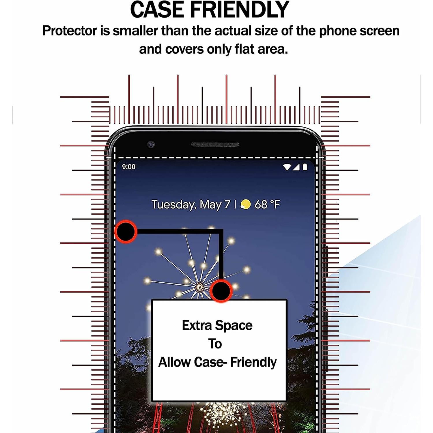 Protector de Pantalla RKINC para Google Pixel 4 XL - 3 Unidades Vidrio Templado 0.33mm