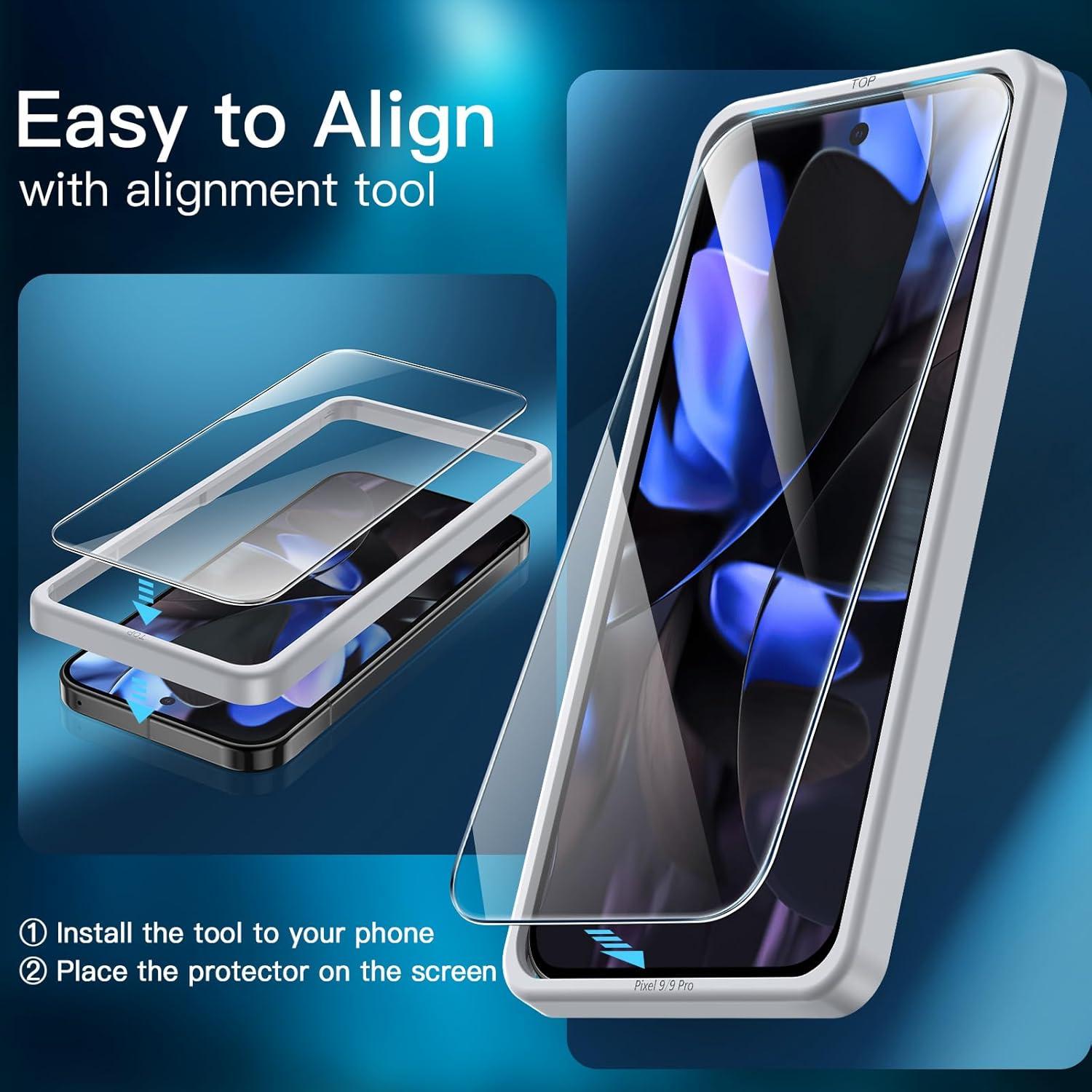 Protector de Pantalla JETech para Google Pixel 9/9 Pro - Vidrio Templado HD, Paquete de 3