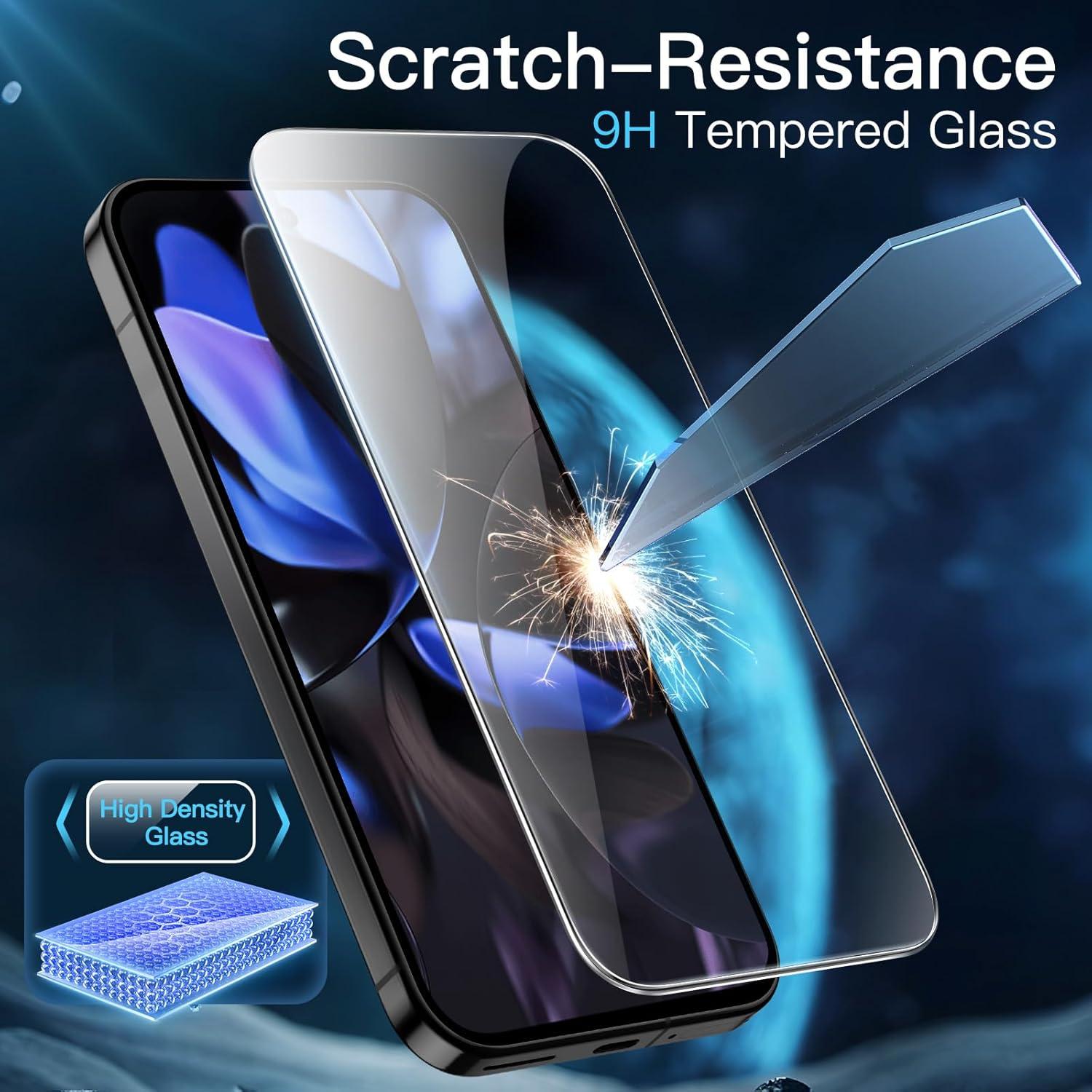 Protector de Pantalla JETech para Google Pixel 9/9 Pro - Vidrio Templado HD, Paquete de 3