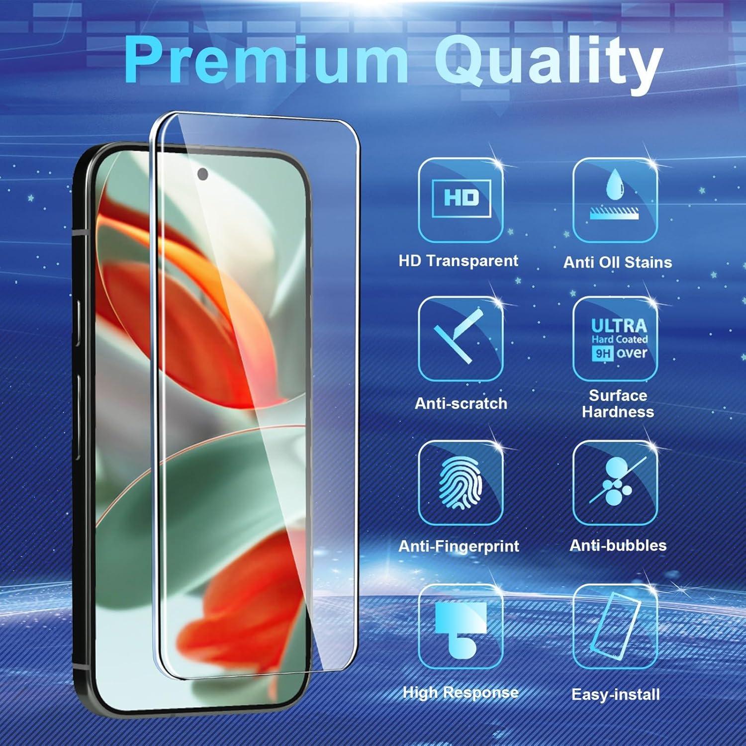 Paquete de 3 Protectores de Pantalla Vidrio Templado Pixel 9/9 Pro 5G