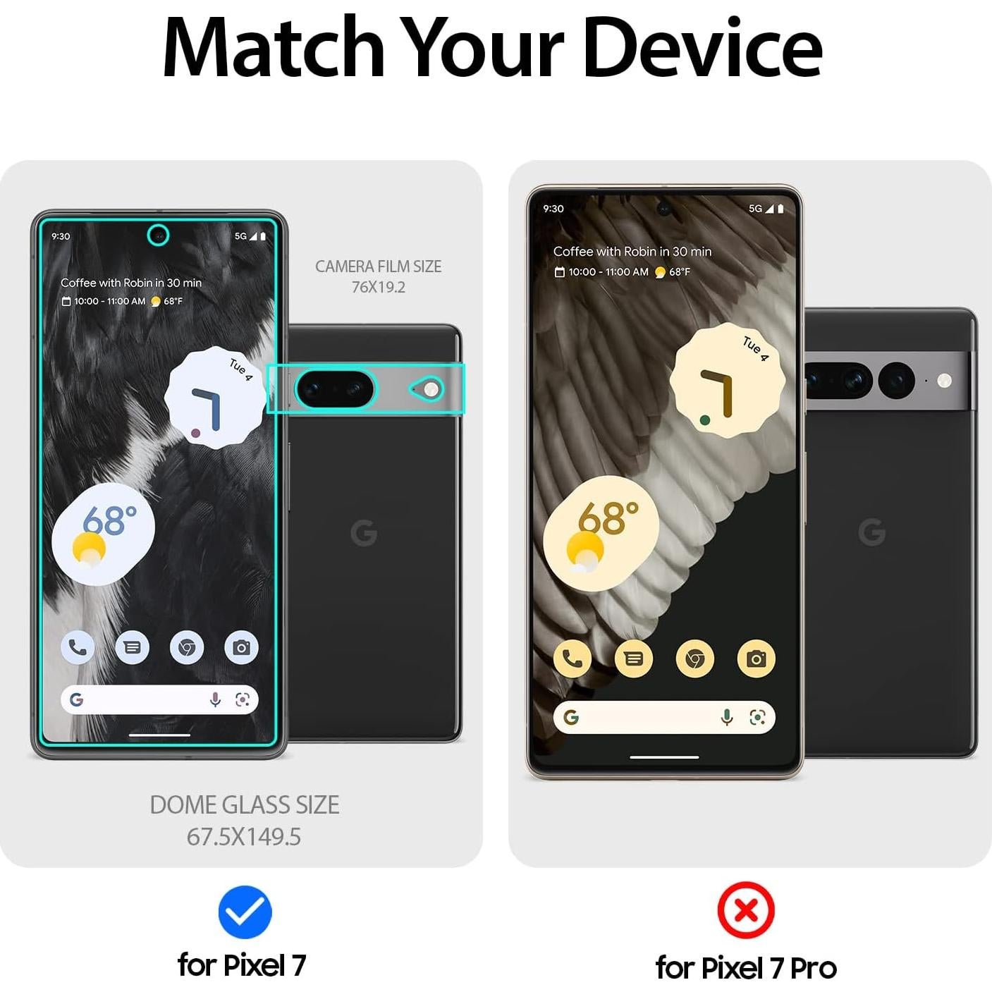 Protector de Pantalla Vidrio Templado Whitestone Dome para Pixel 7 - 2 Paquete