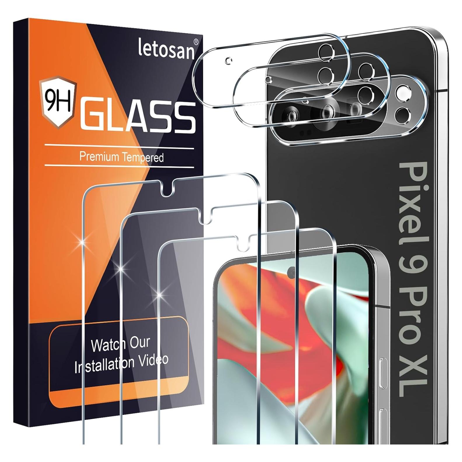 [3+3 Pack] for Google Pixel 9 Pro XL Screen Protector, 9H Tempered Glass, Ultrasonic Fingerprint Unlock, Case Friendly HD Clear for Google Pixel 9 Pro XL Tempered Glass Screen Protector 5G