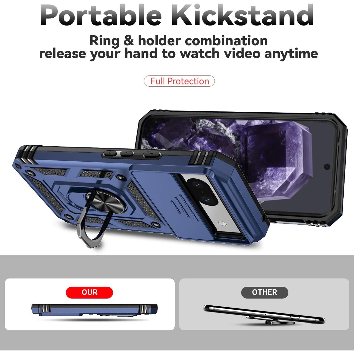 Funda protectora Google Pixel 8A 2024 con soporte y cámara