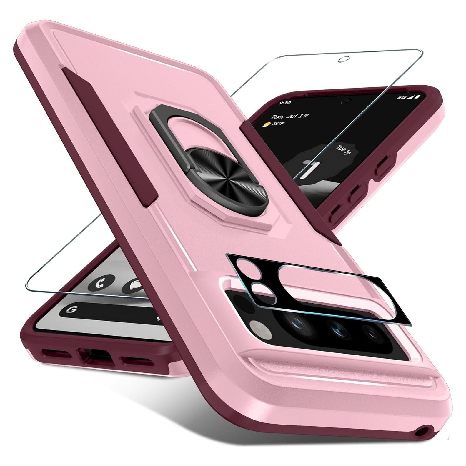 Funda Janmitta para Google Pixel 8 Pro con Protector Rosa