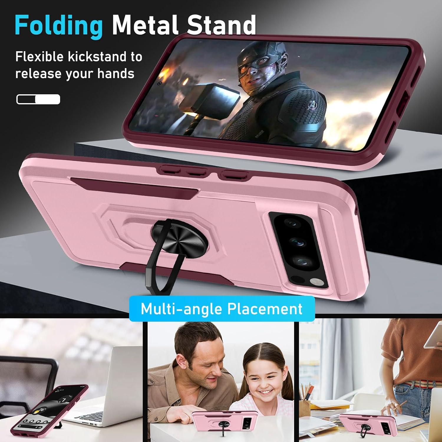 Funda Janmitta para Google Pixel 8 Pro con Protector Rosa