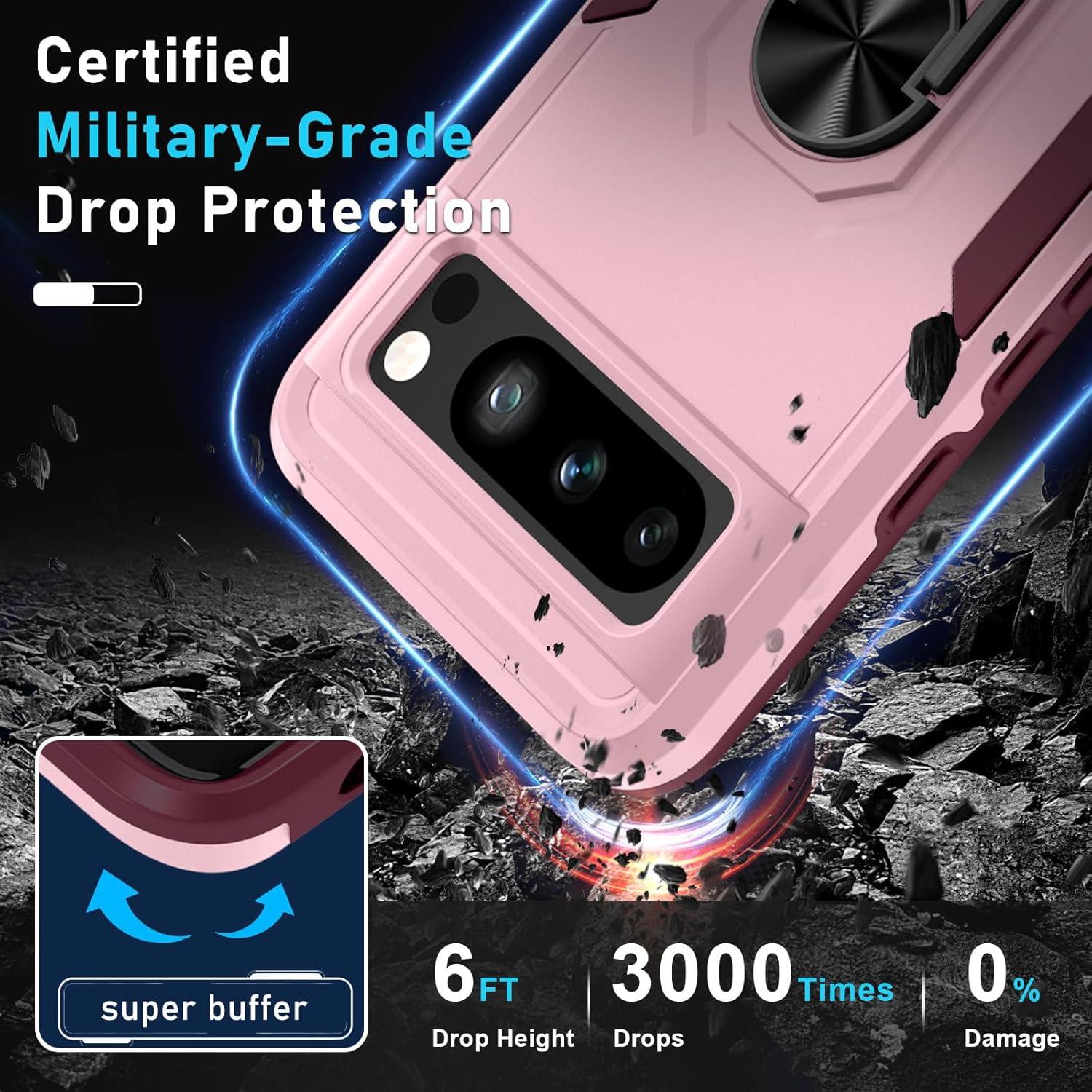 Funda Janmitta para Google Pixel 8 Pro con Protector Rosa