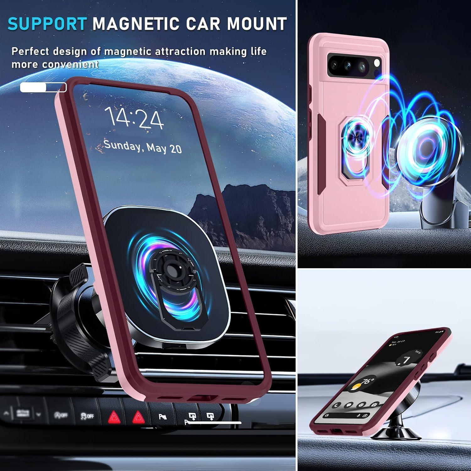 Funda Janmitta para Google Pixel 8 Pro con Protector Rosa