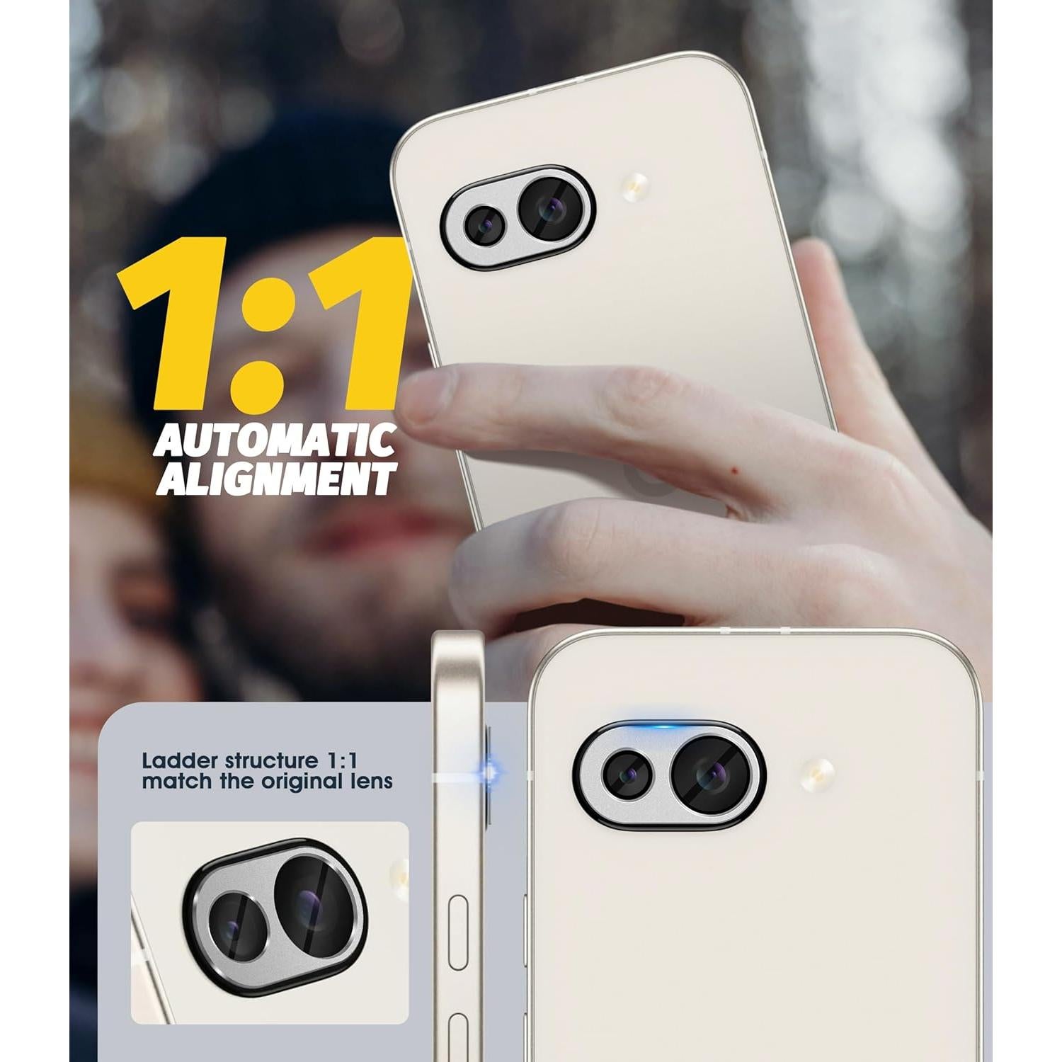 Protector de Lente de Cámara Orzero para Google Pixel 9a - Metal y Vidrio Premium