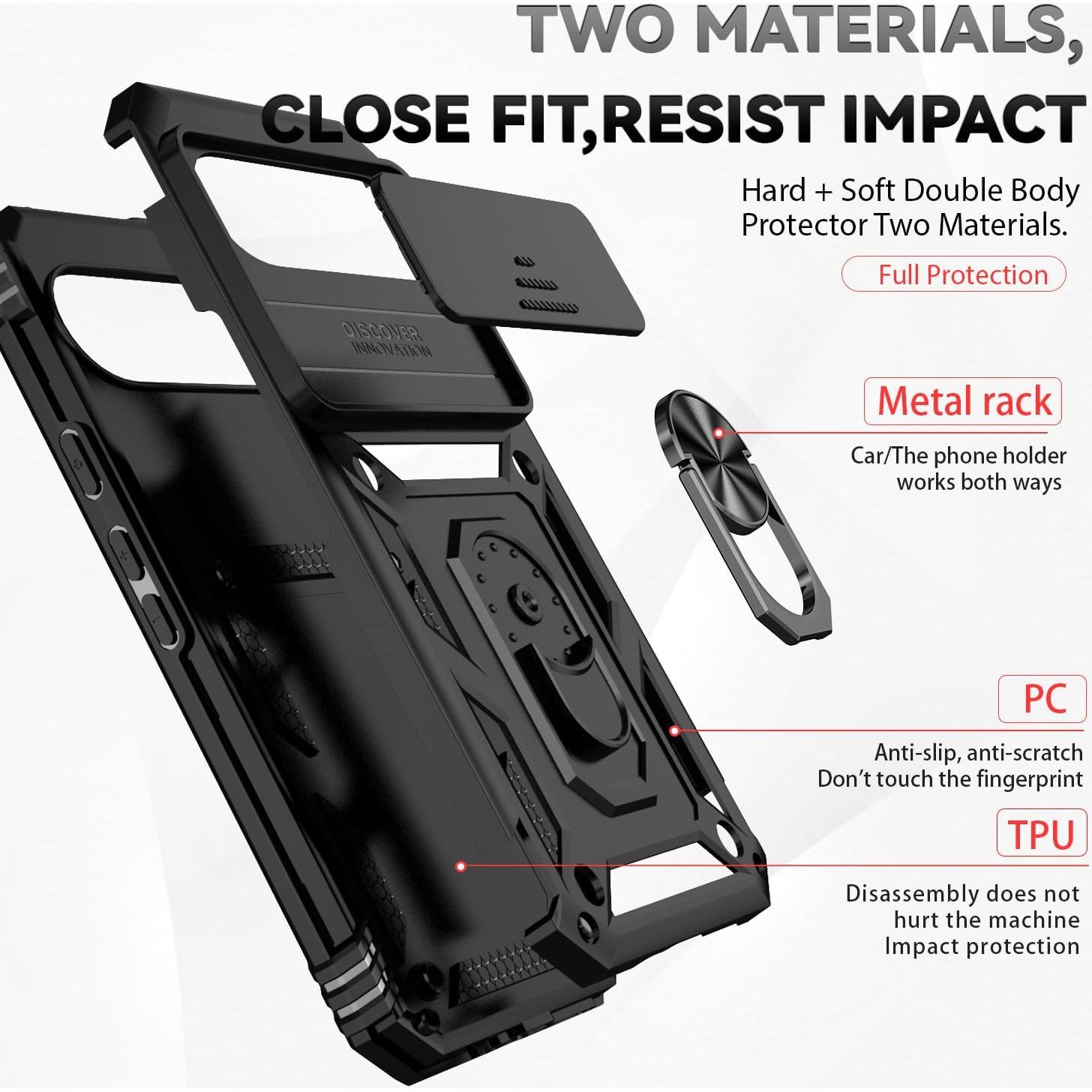 Funda protectora Google Pixel 9 Pro XL con soporte y cámara