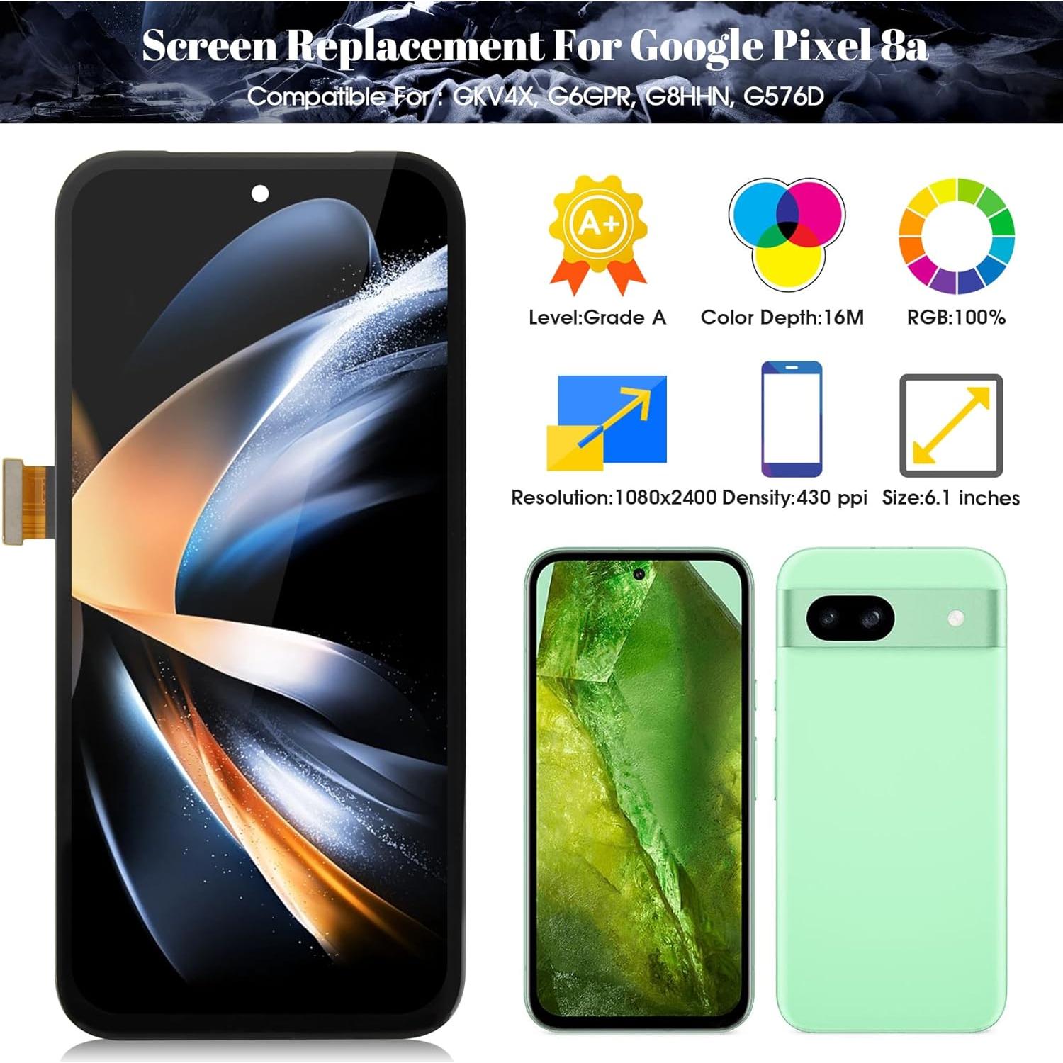 Pantalla LCD Táctil Original Google Pixel 8A 6.1" Negro